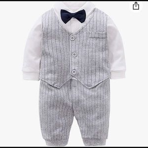 One Piece Long Sleeve Gentleman Formal Outfit,6-9M